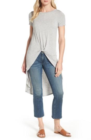 Women's Dex Knot Front High/low Tee - Grey