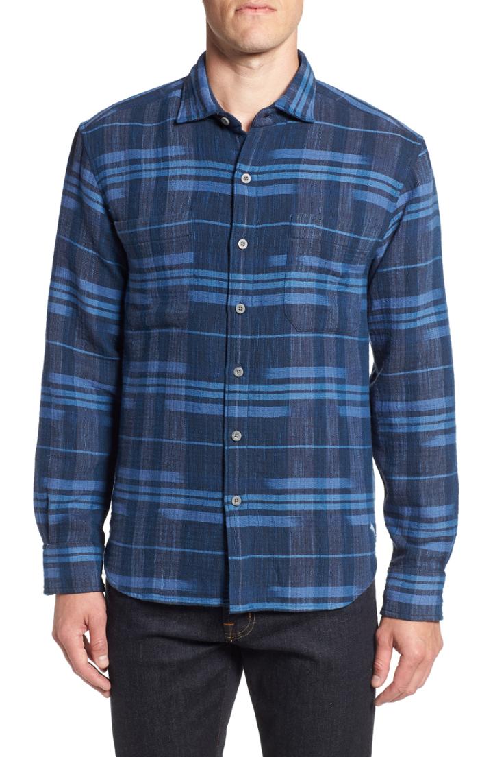 Men's Tommy Bahama Amparo Plaid Sport Shirt, Size - Blue