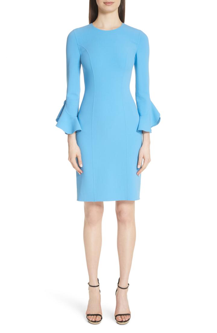 Women's Michael Kors Ruffle Sleeve Stretch Wool Sheath Dress