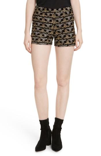 Women's Alice + Olivia Marisa Embroidered Back Zip Shorts - Black