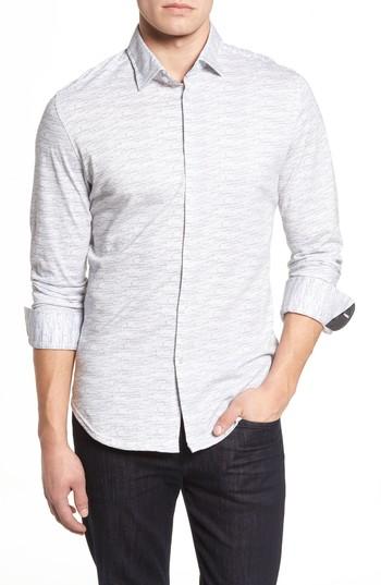 Men's Stone Rose Slim Fit Melange Print Knit Sport Shirt