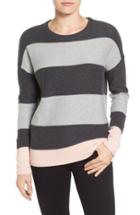 Women's Caslon Contrast Cuff Crewneck Sweater - Grey