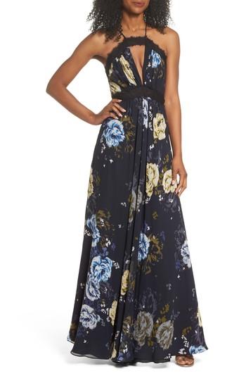 Women's Jill Jill Stuart Lace Trim Cutout Gown - Blue