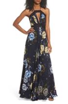 Women's Jill Jill Stuart Lace Trim Cutout Gown - Blue