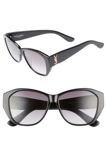 Women's Saint Laurent 56mm Sunglasses - Black/ Black/ Grey