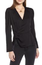 Women's Something Navy Gathered Peplum Top, Size - Black
