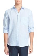 Men's Vilebrequin 'carrix' Trim Fit Stripe Linen Shirt - Blue
