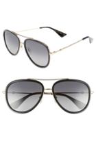 Women's Gucci 57mm Polarized Metal Aviator Sunglasses -