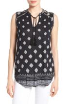 Women's Lucky Brand Shoulder Detail Diamond Print Shell