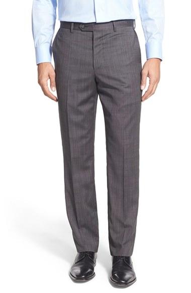 Men's John W. Nordstrom Flat Front Solid Wool Trousers - Black