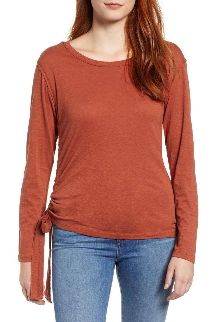 Women's Caslon Side Shirred Top, Size - Brown