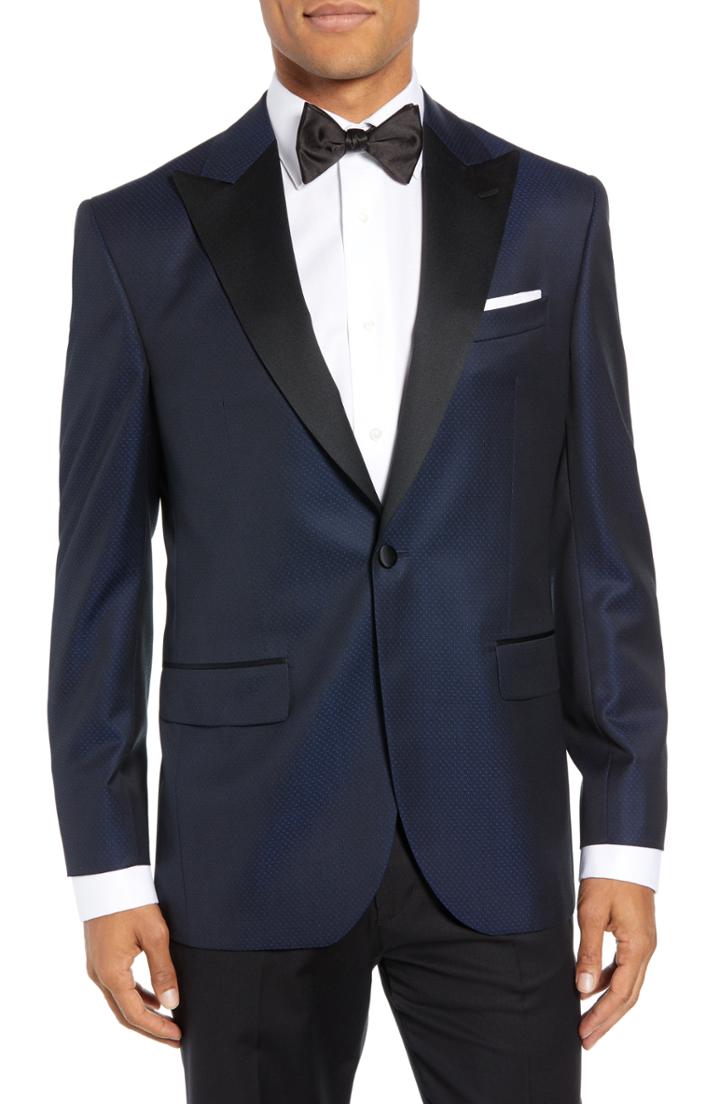 Men's David Donahue Russell Classic Fit Wool Dinner Jacket S - Blue