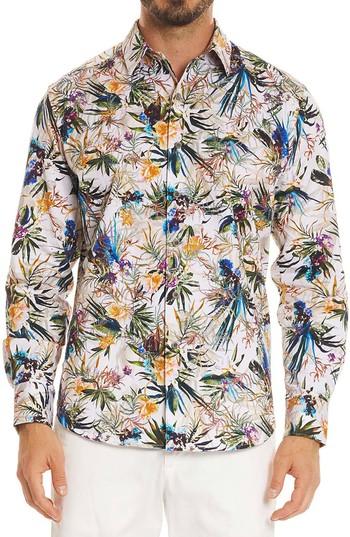 Men's Robert Graham Botanics Classic Fit Sport Shirt - Beige