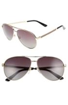 Women's Gucci 61mm Polarized Aviator Sunglasses - Gold/ Brown Polar