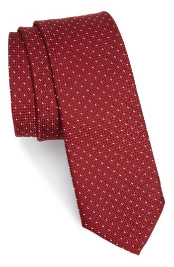 Men's Nordstrom Men's Shop Nimba Mini Dot Silk Skinny Tie, Size - Red