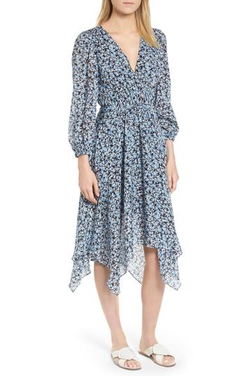 Women's Nordstrom Signature Handkerchief Hem Silk Dress - Blue