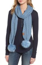 Women's Cc Faux Fur Pompom Knit Scarf, Size - Blue