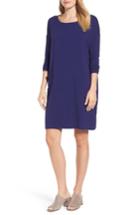 Petite Women's Eileen Fisher Jersey Ballet Neck Shift Dress, Size P - Blue