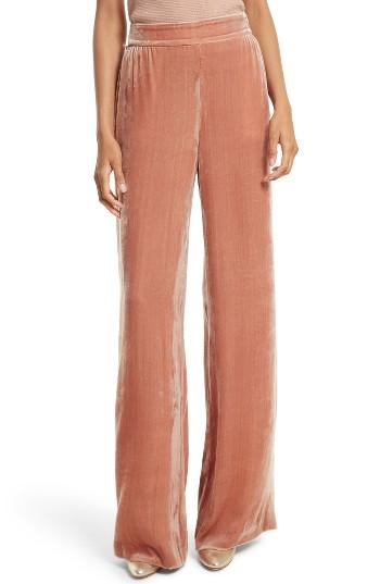 Women's Alice + Olivia Racquel Velvet Wide Leg Pants - Beige