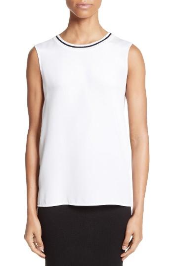 Women's St. John Collection Knit Shell With Crepe De Chine Front