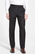 Men's Hickey Freeman 'b Series' Flat Front Wool Trousers R - Black