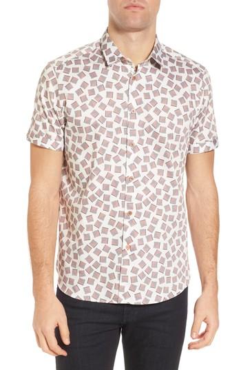 Men's Ted Baker London Tern Geo Print Sport Shirt (s) - White