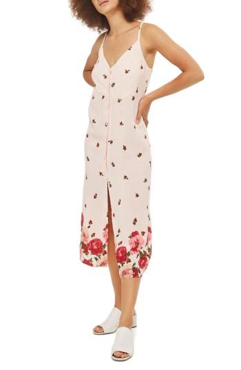Women's Topshop Floral Border Slipdress Us (fits Like 0-2) - Pink
