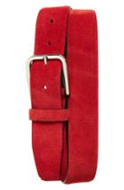 Men's Canali Perforated Suede Belt - Red