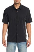 Men's Quiksilver Waterman Collection Tahiti Palms Regular Fit Sport Shirt, Size - Black