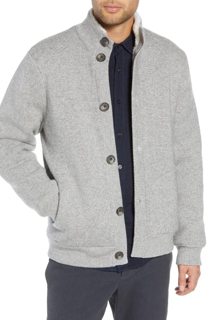 Men's Vince Regular Fit Wool Sweater With Faux Fur Lining