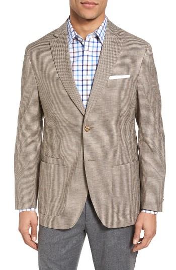 Men's Jkt New York Trim Fit Check Wool & Cotton Sport Coat R - Beige