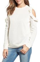 Women's Caslon Ruffle Trim Cold Shoulder Sweatshirt - Ivory