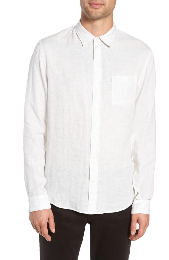 Men's Vince Classic Fit Double Knit Sport Shirt - White