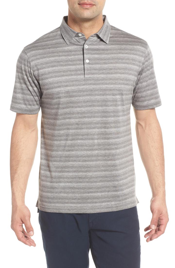 Men's Peter Millar Collection Tides Fit Stripe Polo, Size Small - Grey