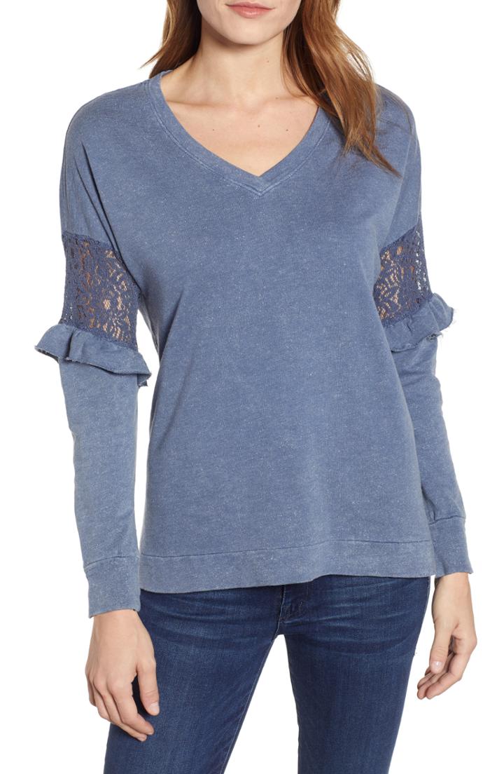Women's Wit & Wisdom Lace Inset V-neck Top - Yellow