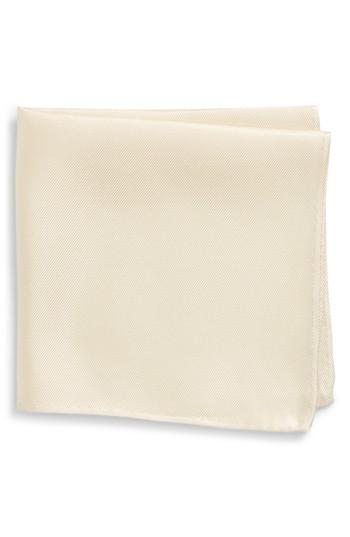 Men's Nordstrom Men's Shop King Twill Silk Pocket Square, Size - Ivory