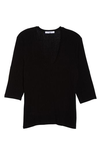 Women's Bp. U-neck Rib Knit Top - Black