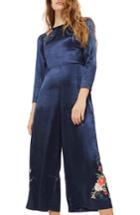 Women's Topshop Floral Embroidered Jumpsuit Us (fits Like 0) - Blue