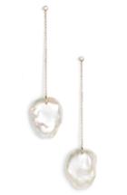 Women's Mizuki Flat Pearl & Diamond Linear Drop Earrings