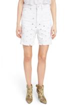 Women's Isabel Marant Etoile Liny Shredded Dot Denim Shorts Us / 36 Fr - White