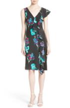 Women's Diane Von Furstenberg Silk Side Ruffle Sheath Dress - Black