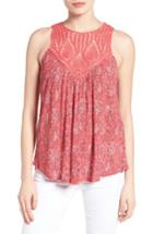 Women's Lucky Brand Crochet Yoke Paisley Tank