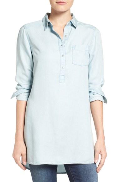 Women's Caslon Chambray Popover Tunic - Blue