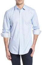 Men's Bugatchi Shaped Fit Ice Cube Check Sport Shirt