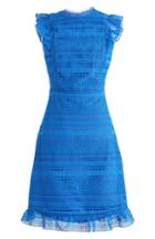 Women's J.crew Cap Sleeve Ruffle Lace Dress - Blue