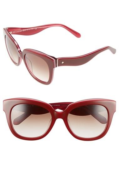 Women's Kate Spade New York 'amberly' 54mm Cat Eye Sunglasses - Red/ Pink