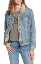 Women's Lucky Brand Faux Fur Lined Trucker Jacket - Blue