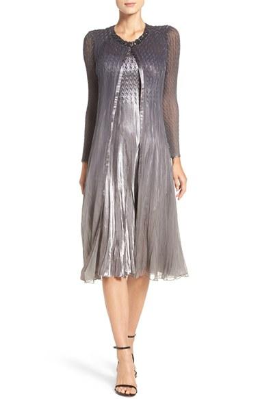 Women's Komarov Charmeuse & Chiffon A-line Dress With Jacket