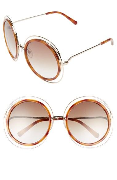 Women's Chloe 'carlina' 58mm Round Sunglasses - Gold/ Transparent Grey