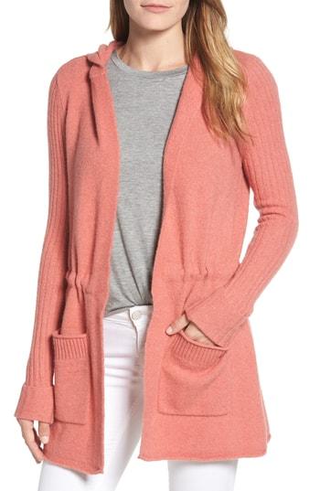 Women's Caslon Hooded Cardigan - Coral